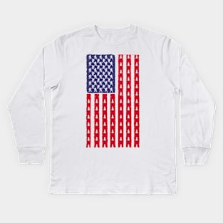 Vintage Bigfoot american flag Kids Long Sleeve T-Shirt